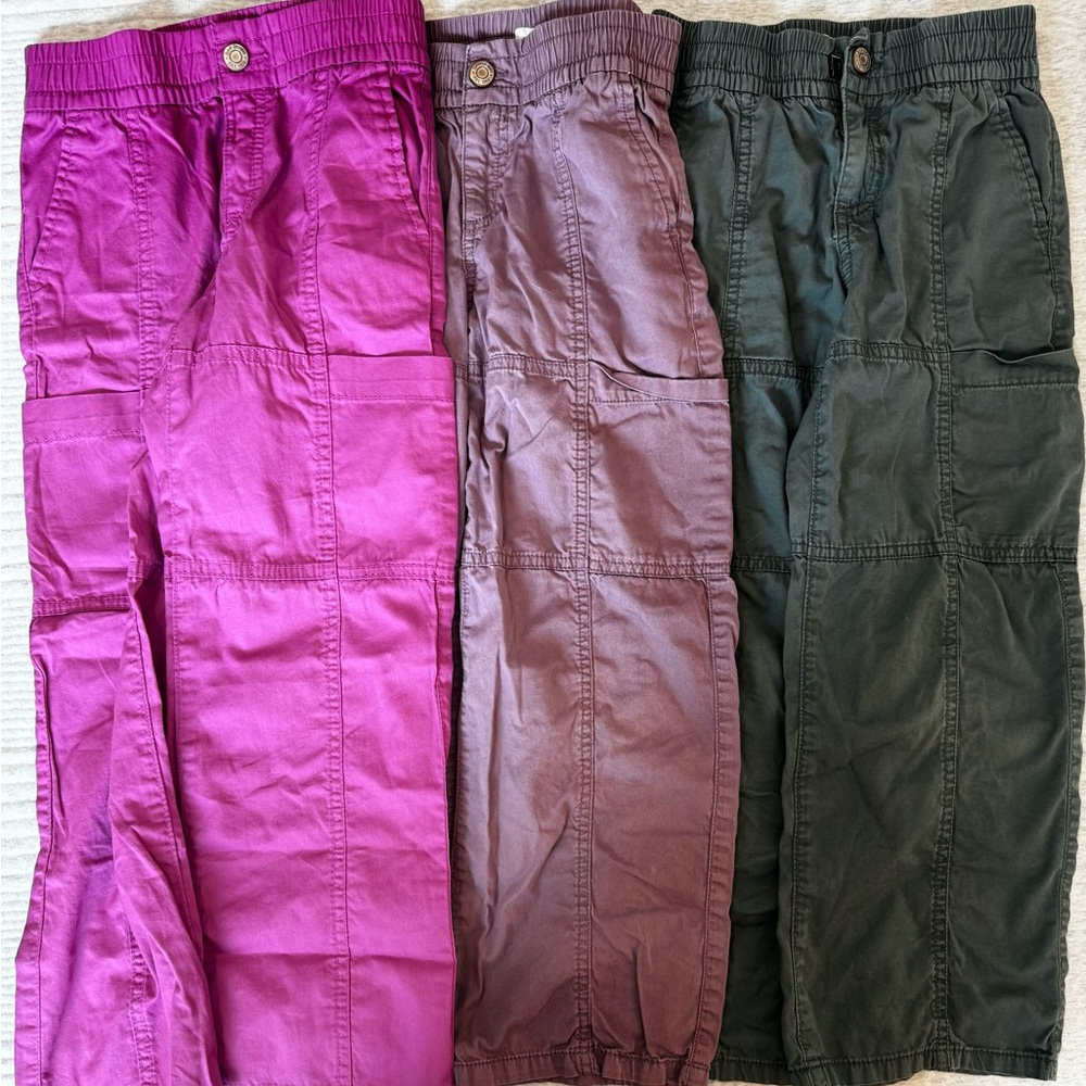 Girls' Elastic-Waist Cargo Pants - Magenta, Mauve, Olive